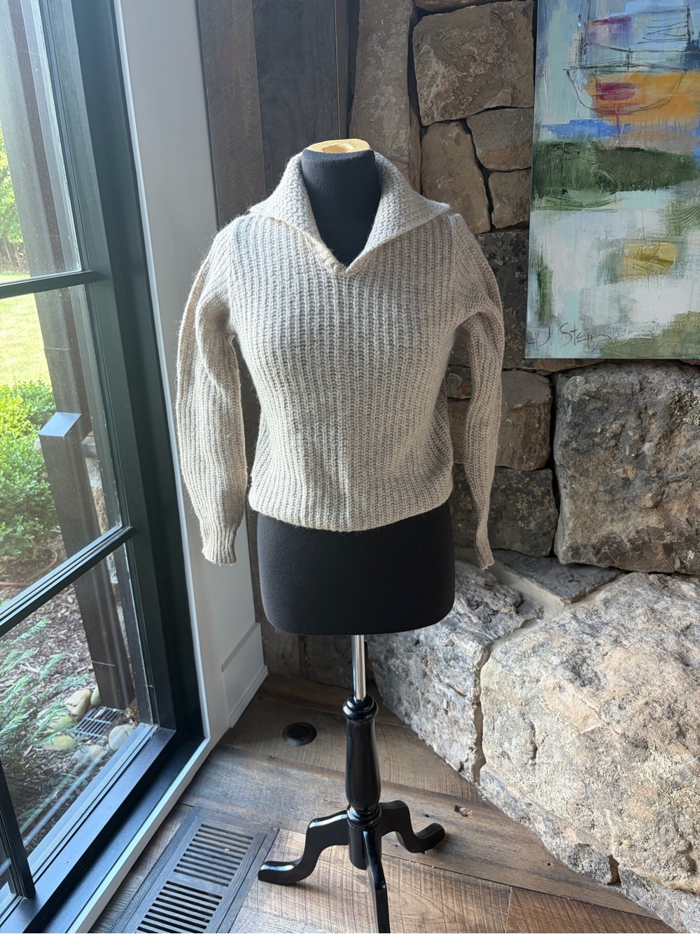 Vintage Wool Kid Mohair Sweater Small Collared Chunky Knit